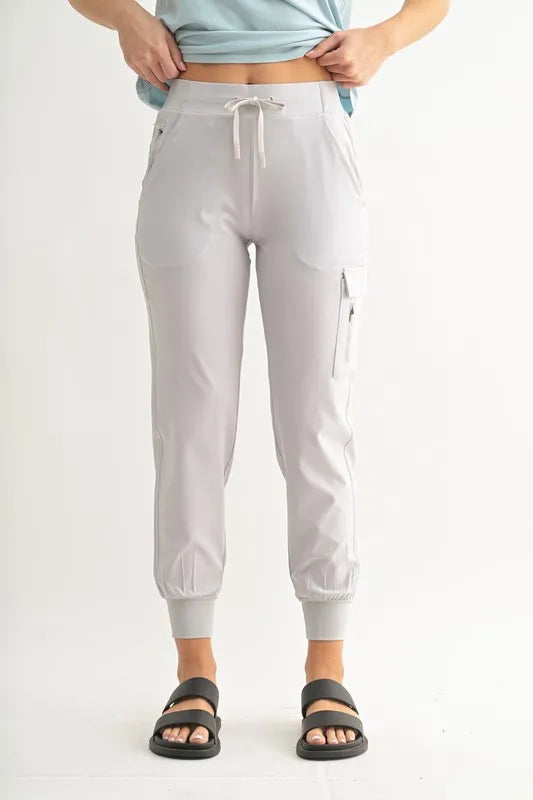 Pale Grey Mono B High Waisted Capri Active Joggers With Pockets 2