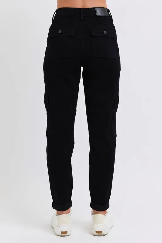 Bk Judy Blue Full Size High Waist Cargo Cuffed Jogger Plus Size