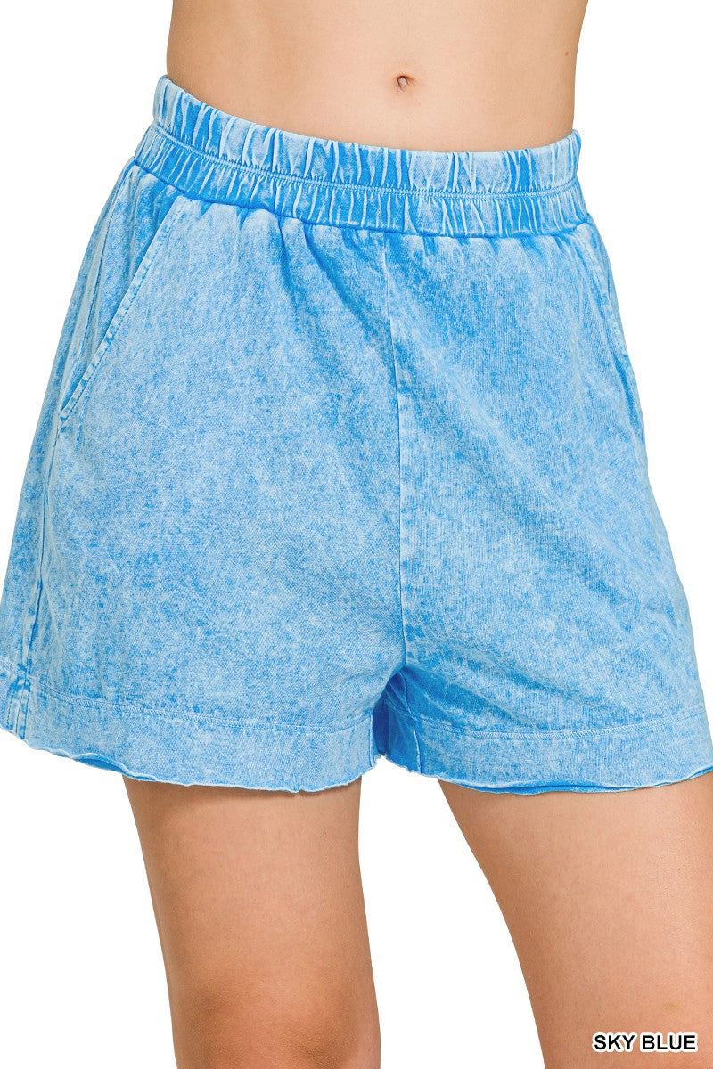 Zenana Halo Snow Washed Boxy Top Shorts Set 2