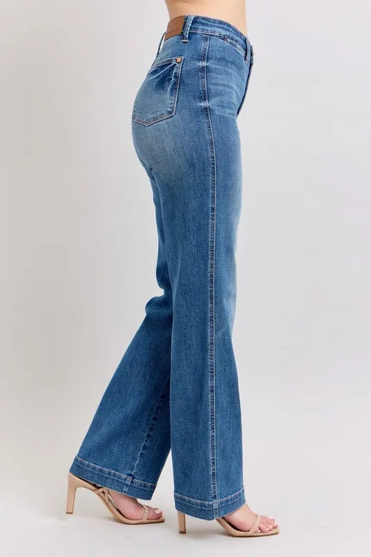 Md Judy Blue Full Size High Waist Contrast Thread Straight Plus Size