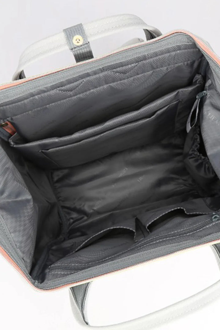 Gray Himawari Contrast Waterproof Canvas Backpack Bag With Side Pockets