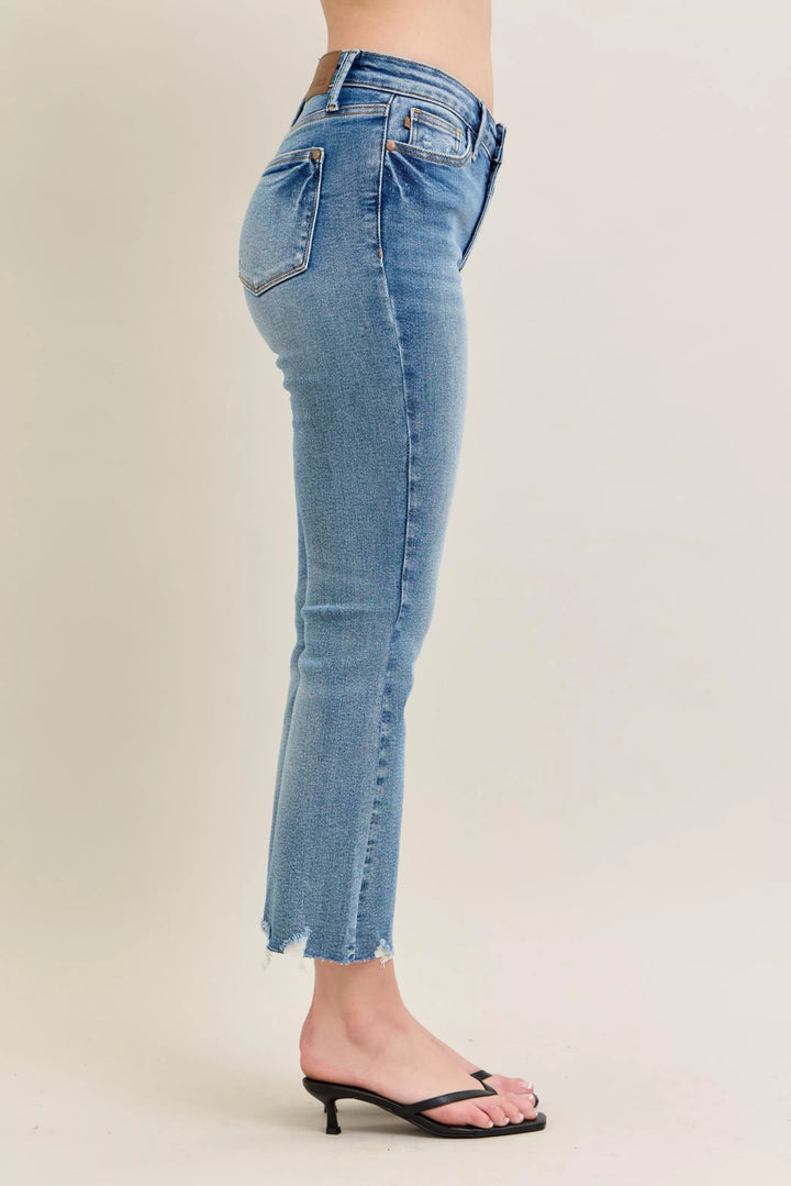 Md Judy Blue Mr Vintage Wash Destroy Hem Kick Flare Jeans