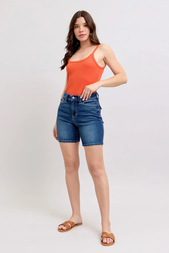 Judy Blue Full Size High Waist Bermudas Jeans W Back Flap Pockets Plus Size