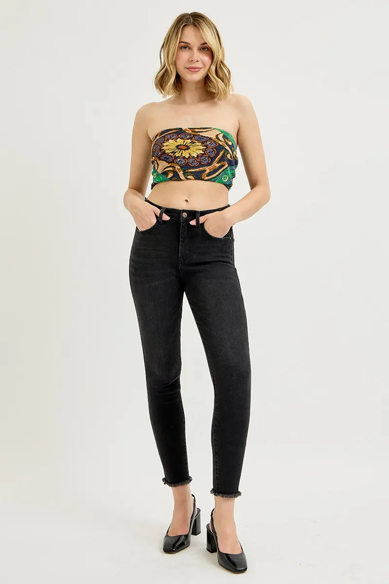 Black Risen Full Size Tummy Control High Rise Adjustable Waist Skinny Jeans Plus Size