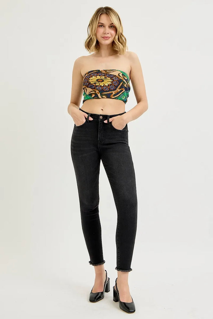 Black Risen Full Size Tummy Control High Rise Adjustable Waist Skinny Jeans Plus Size
