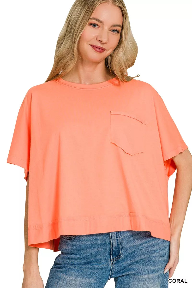 Coral Zenana Exposed Seam Boxy Top 1