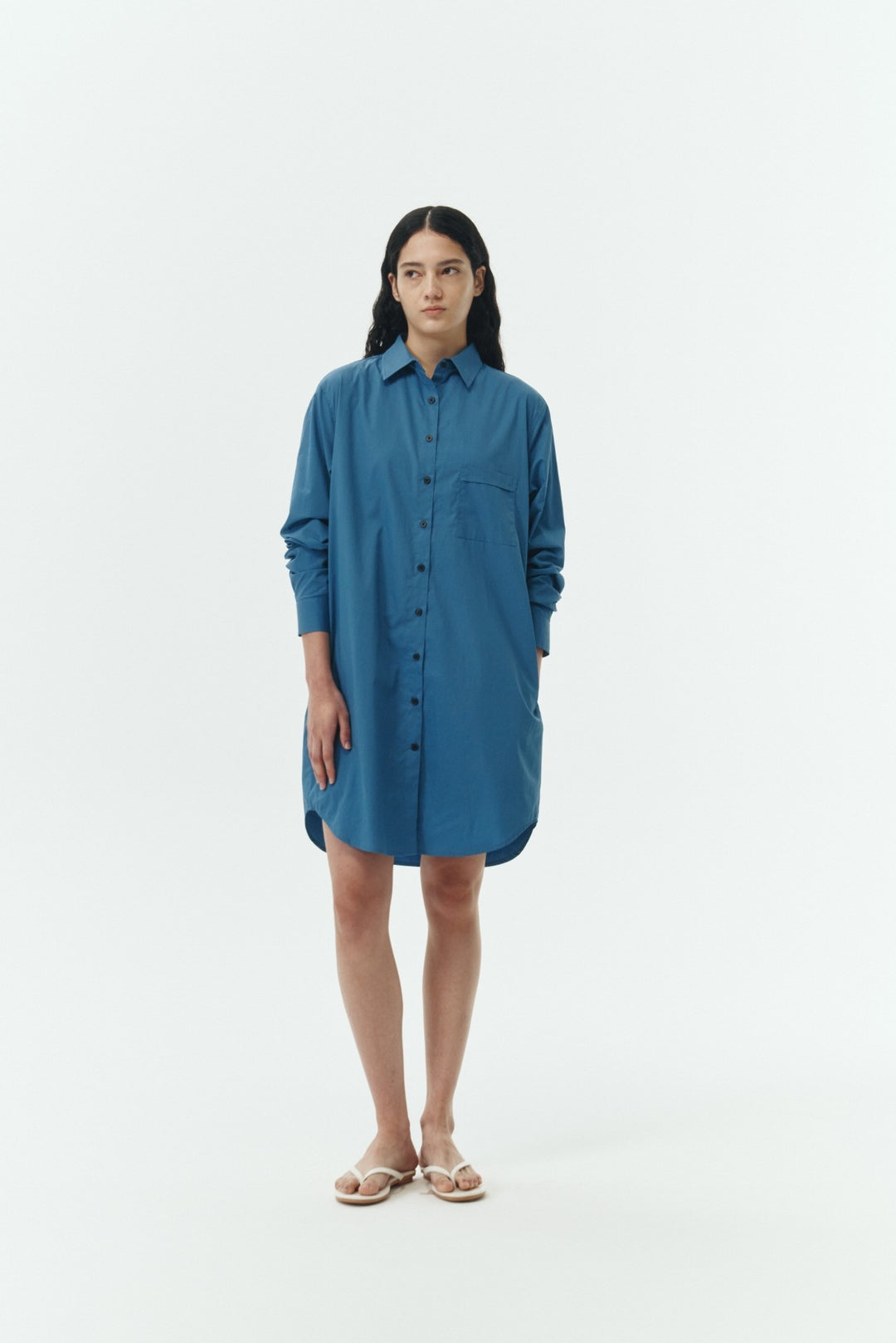 Cloud Gray Cara Solid Shirt Dress