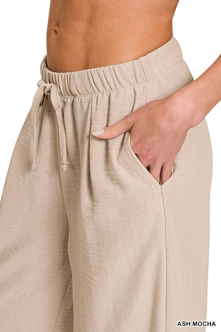Zenana Woven Airflow Drawstring Pants