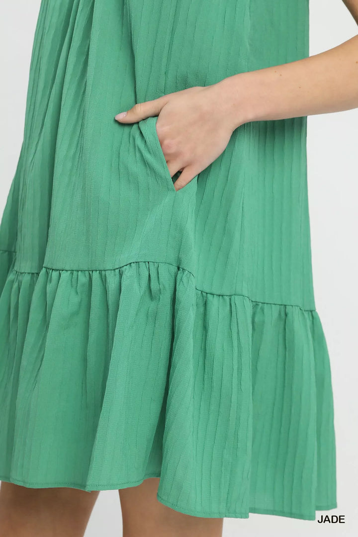 Umgee Flutter Sleeve Tiered Dress