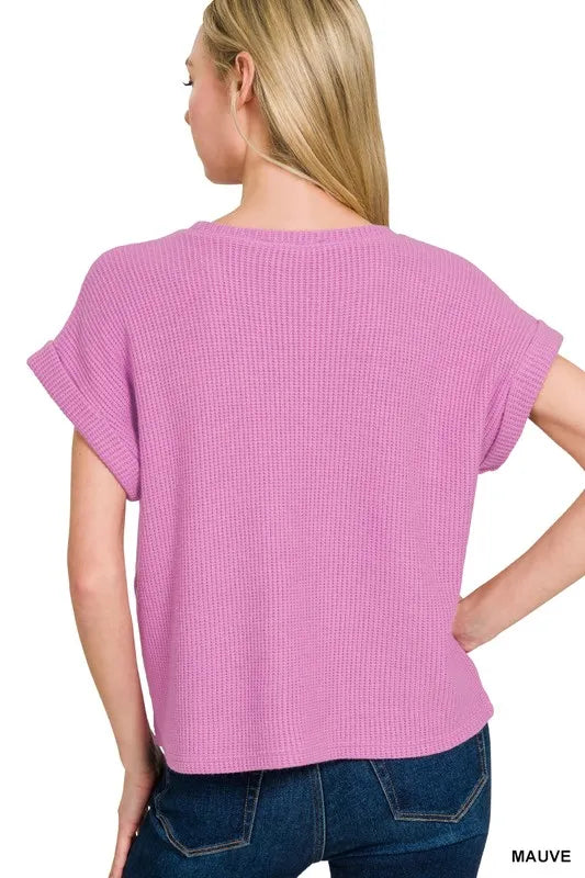 Zenana Rolled Sleeve Top And Pants Sweater Set