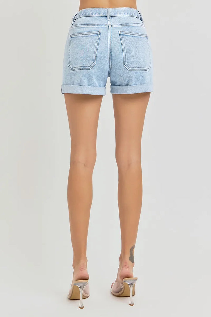 Light Risen Full Size High Rise Belted Roll Up Shorts Plus Size