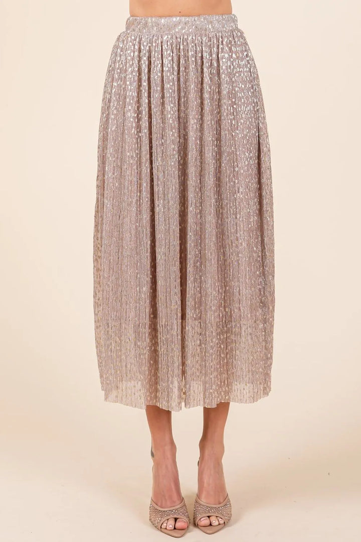 Blush Mittoshop Metallic Glitter Speckle Print Elastic Midi Skirt 1