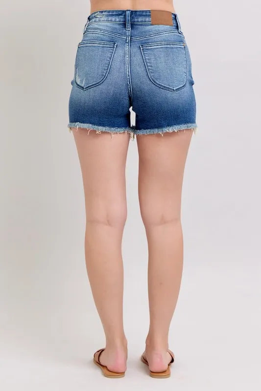 Md Judy Blue Full Size V Front Denim Shorts With Shield Pockets Plus Size