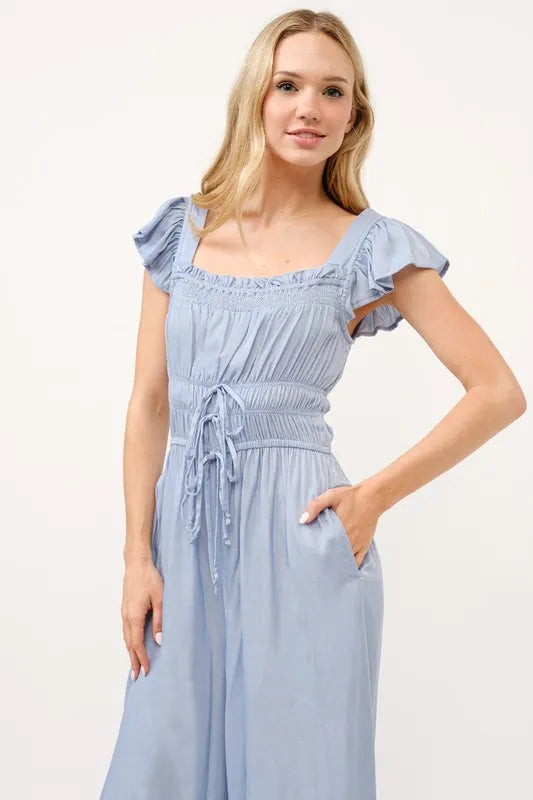 And The Why Ruched Multi Strings Jumpsuit
