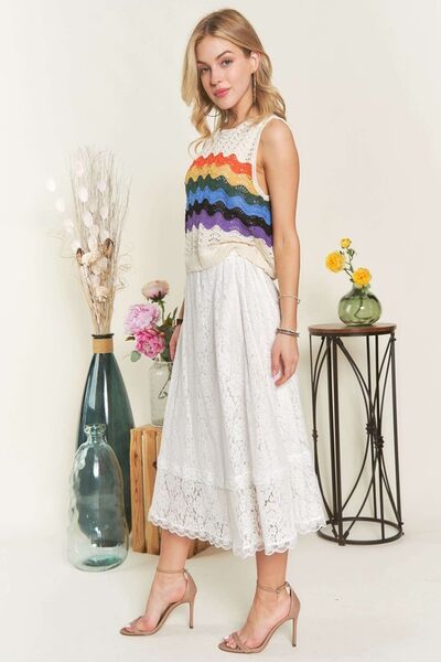 Adora Elastic Waist Lace Midi Skirt 1