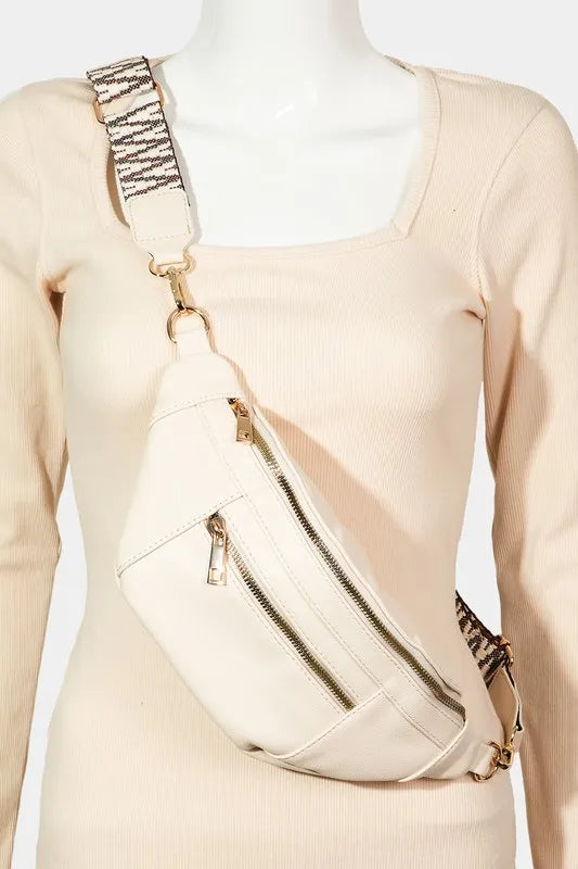 Camel Fame Pu Leather Crossbody Bag With Removable Strap