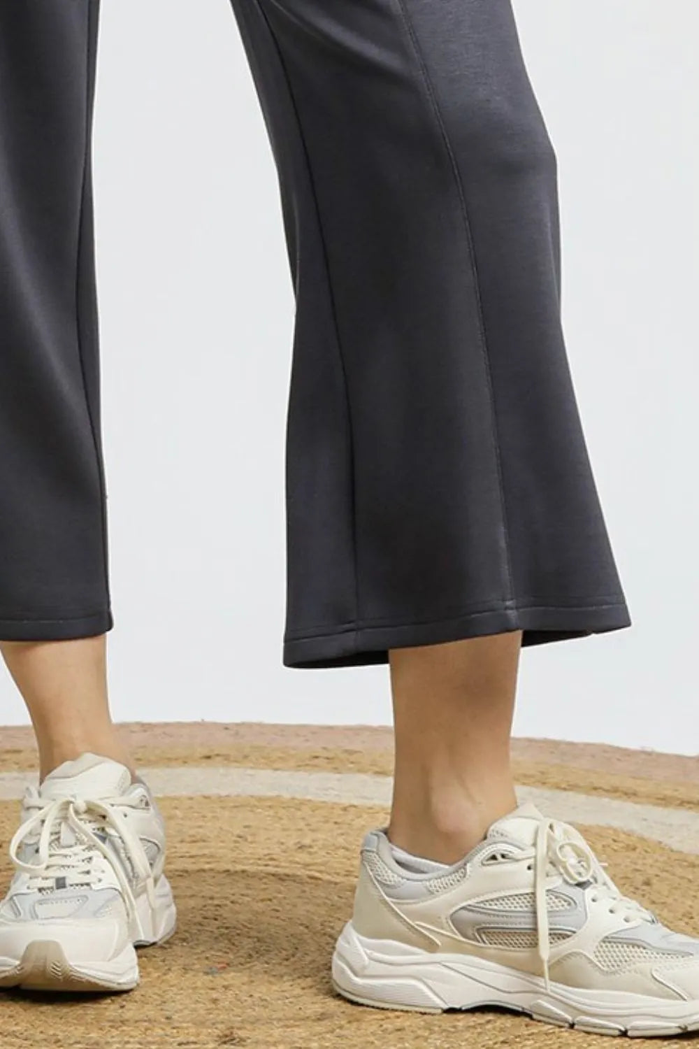 Dark Gray Umgee Drawstring Wide Leg Cropped Pants
