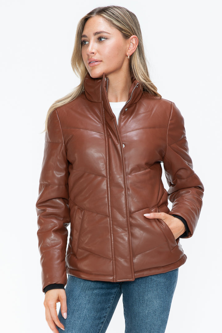Snobbish Pocketed Zip Up Turtleneck Puffer Jacket 1