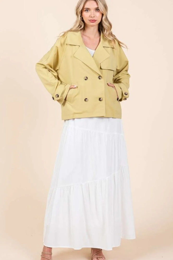 Mittoshop Double Breasted Long Sleeve Trench Coat Jacket 1