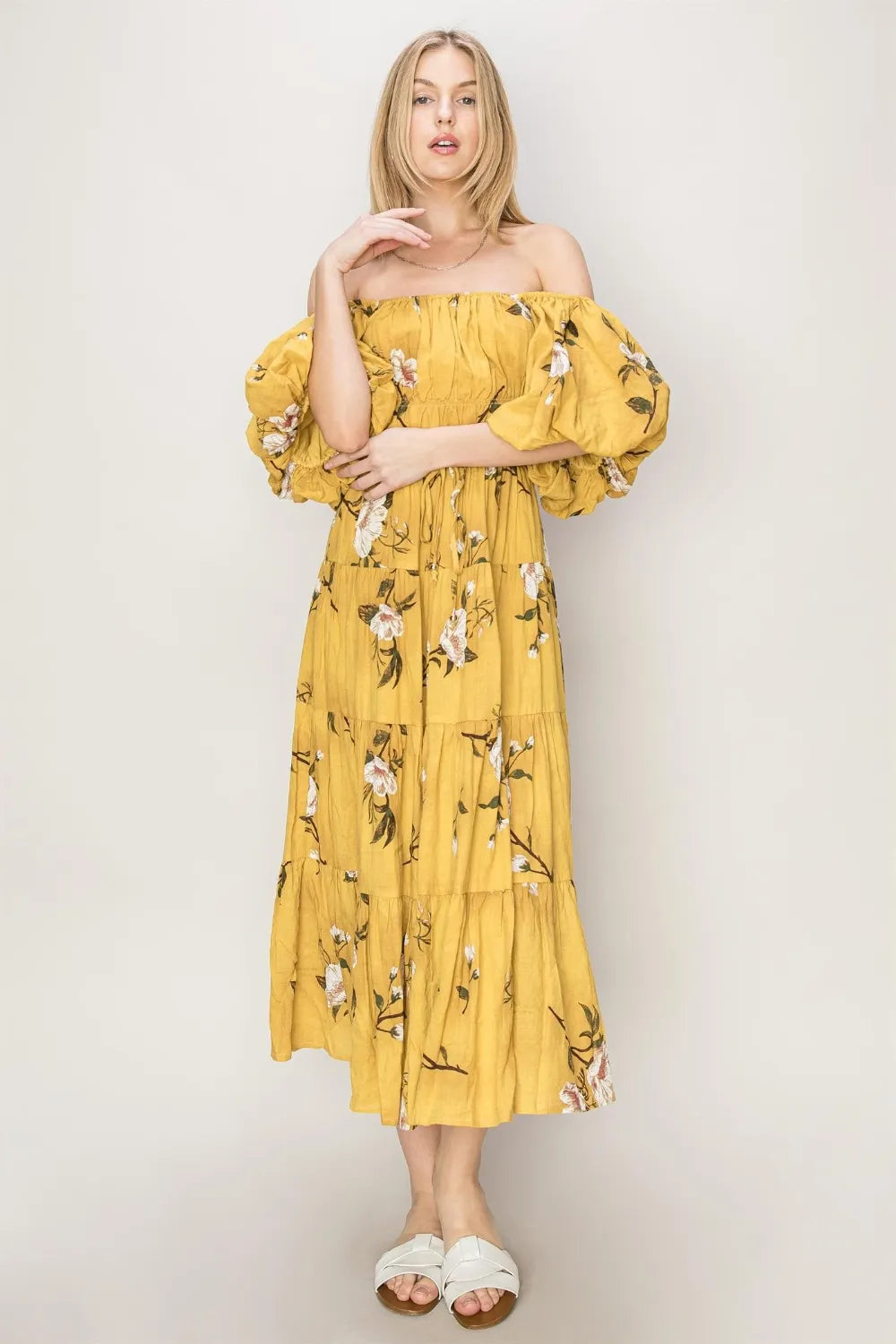 Hyfve Floral Puff Sleeve Tiered Dress