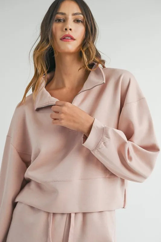Mable Half Zip Sweatshirt And Shorts Set