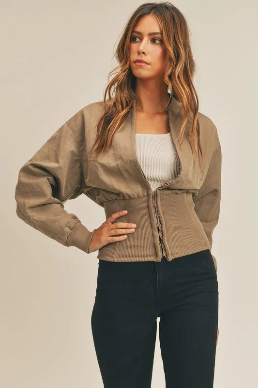 Mocha Mable Long Sleeve Two Way Jacket