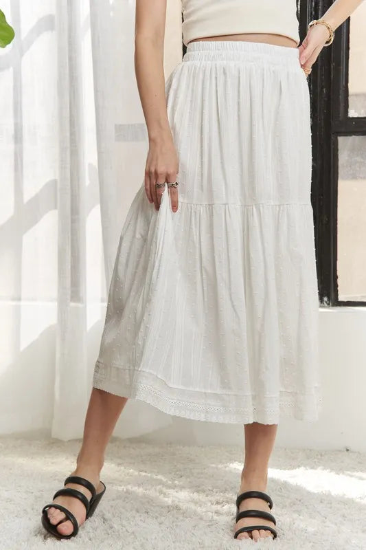 Adora Elastic Waistband Tiered Midi Skirt 4