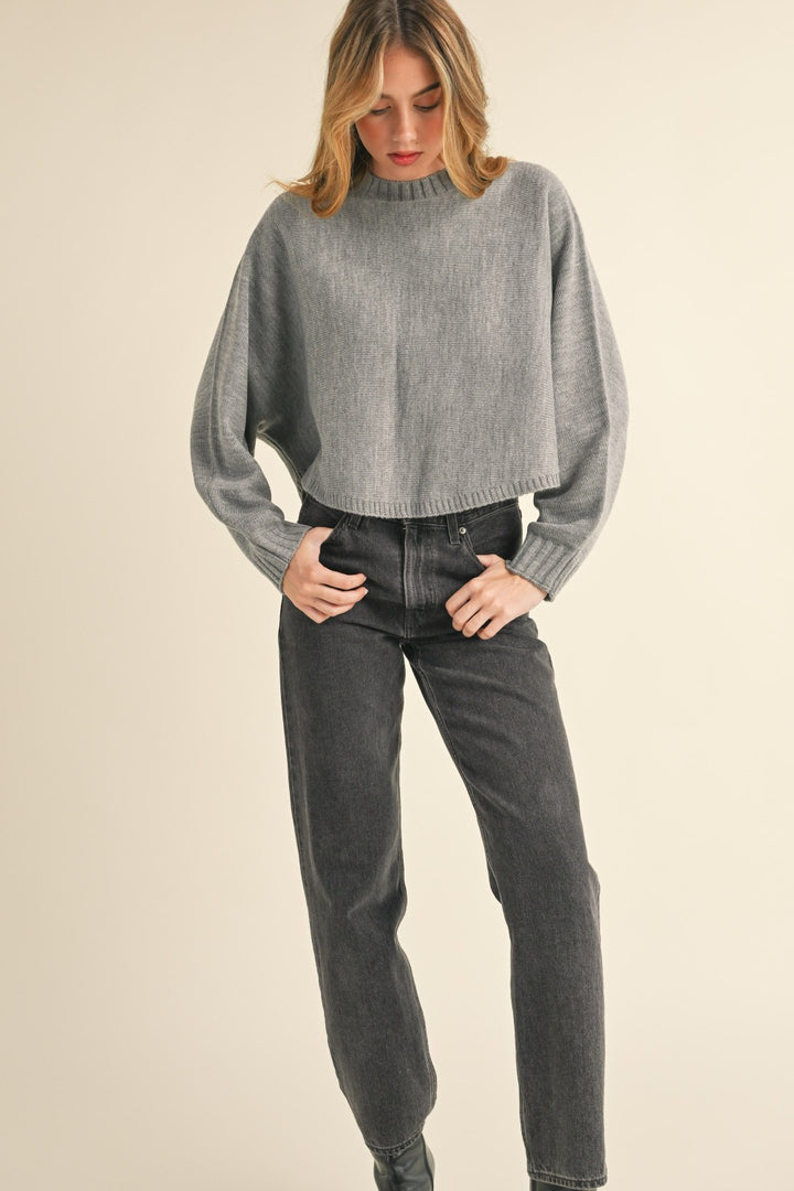 Mable Round Neck Dolman Sleeve Cropped Sweater 2