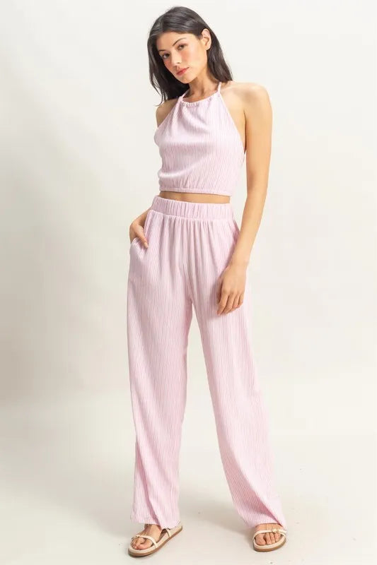 Hyfve Striped Halter Neck Top And Pants Set 1