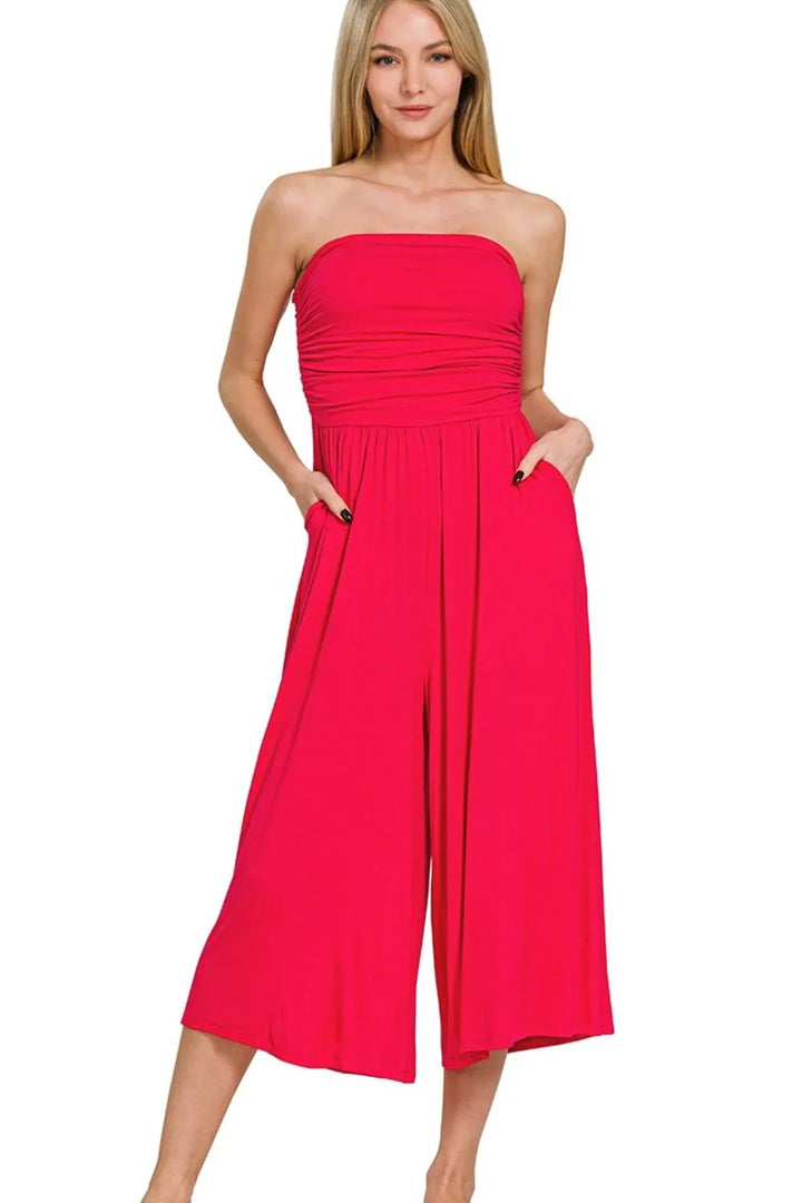 Ruby Zenana Double Layered Strapless Tube Top Jumpsuit