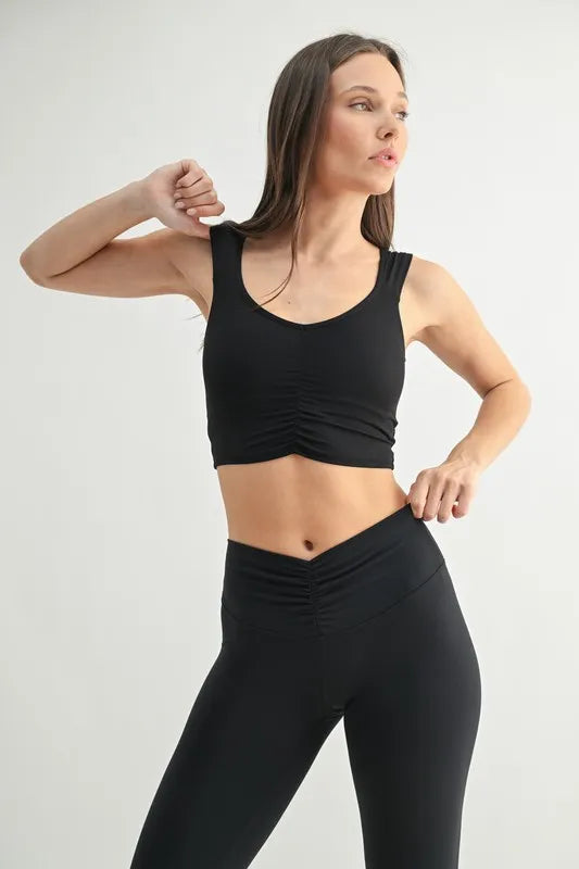 Black Mono B Ruched Front Active Tank 4