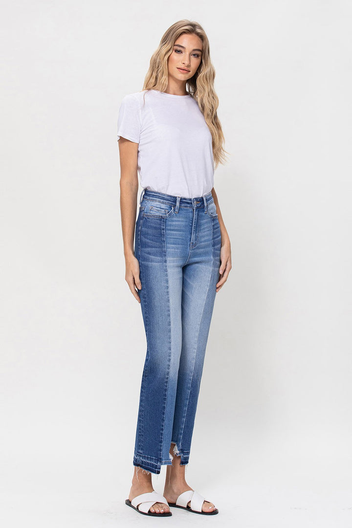 THE SPRING OF LINE Super High Rise Straight W Contrast And Hem Detail