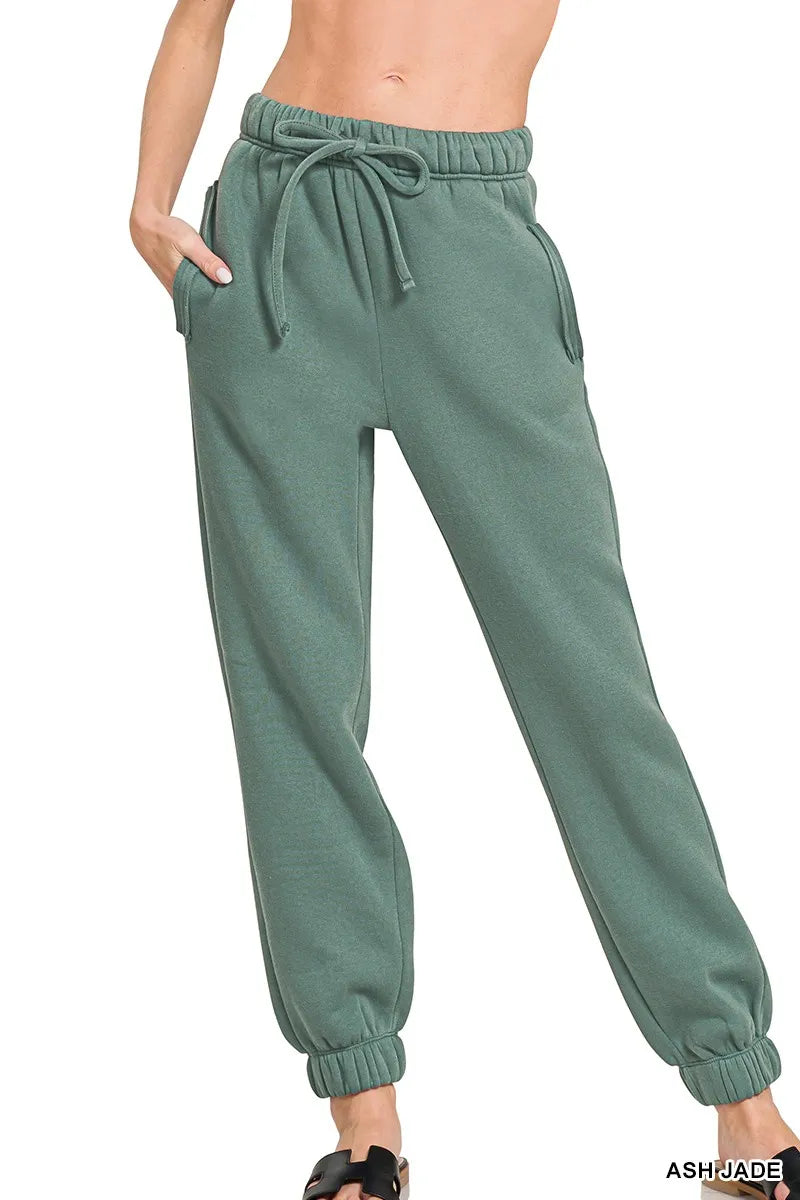 Ash Jade Zenana Fleece Drawstring Joggers With Pocket 3