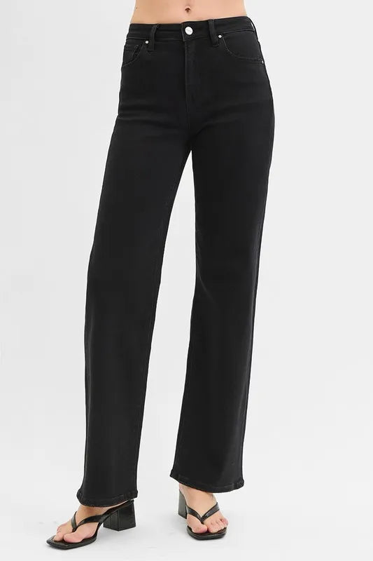 Black Risen High Rise Wide Jeans