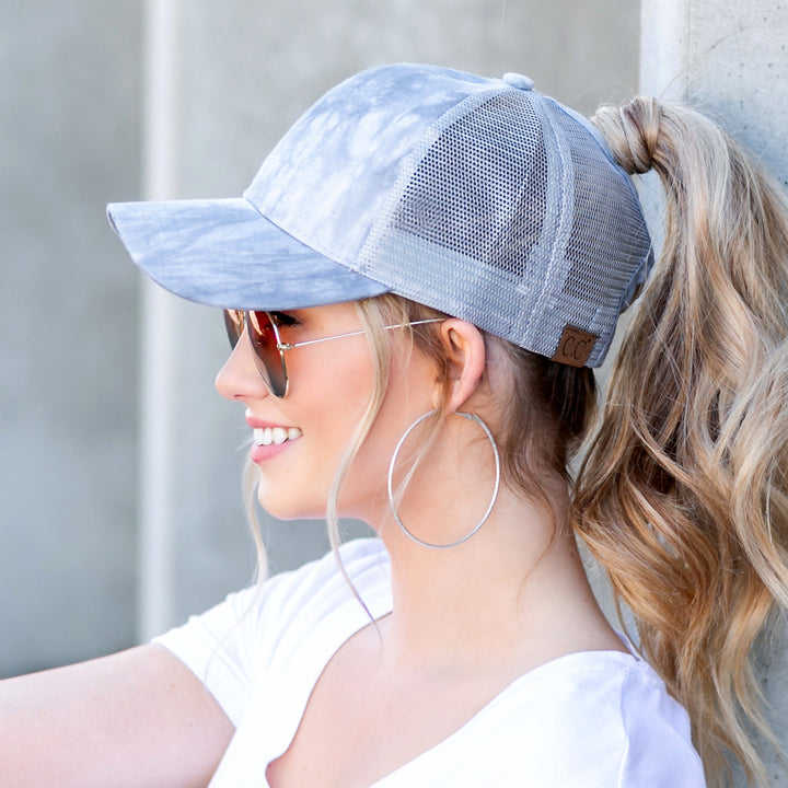 Hot Pink Cc Tie Dye Ponytail Caps