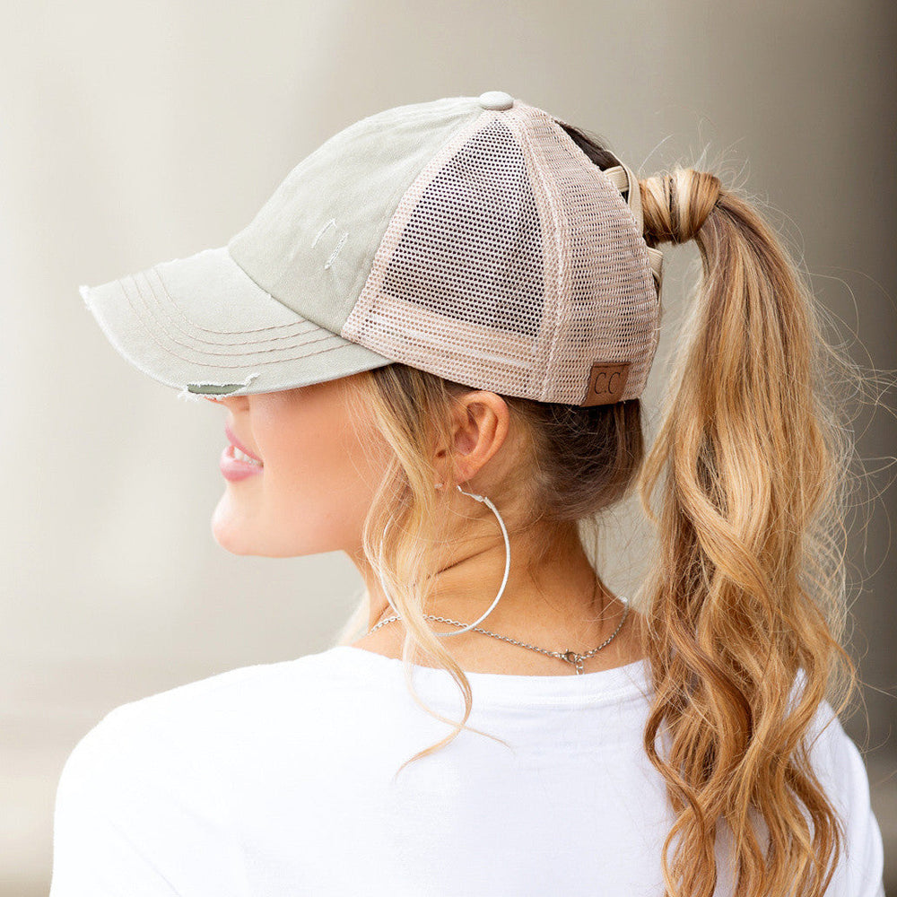 Navy Cc Criss Cross Ponytail Caps 1