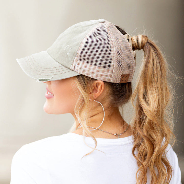Navy Cc Criss Cross Ponytail Caps 1