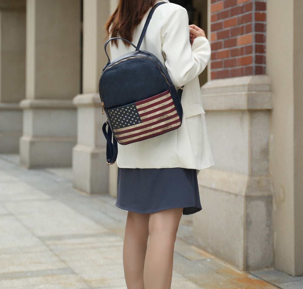 Black MKF Collection By Mia K Briella Flag Print Backpack
