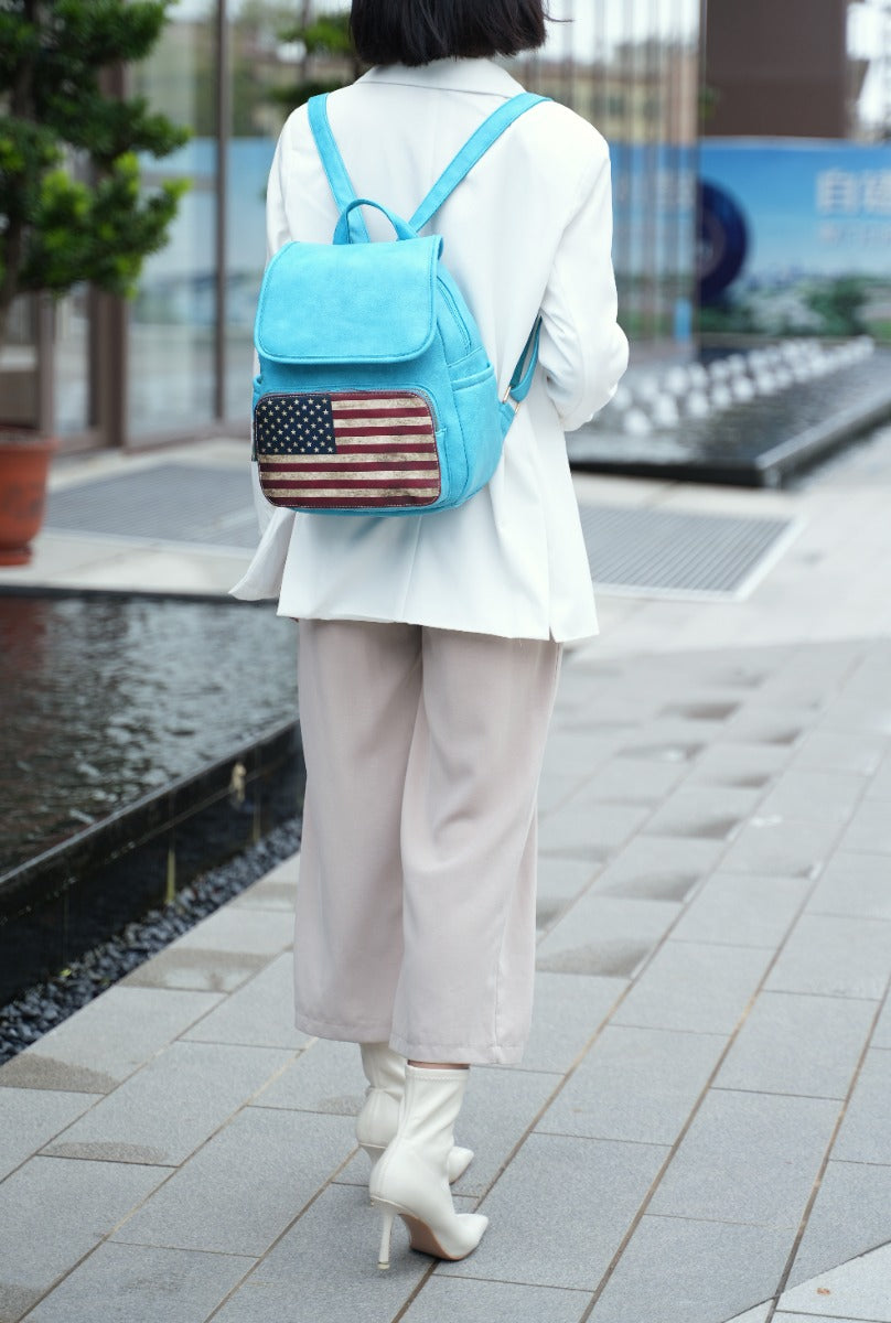 Black MKF Collection By Mia K Regina Printed Flag Backpack