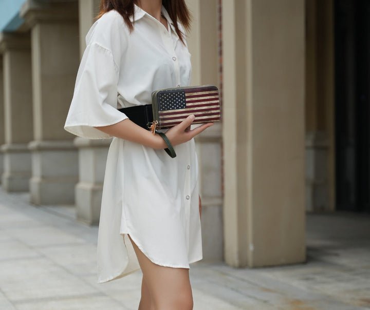 Black MKF Collection By Mia K Uriel Printed Flag Wallet
