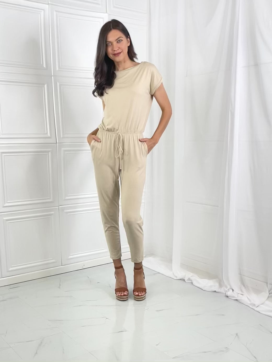 Culture Code Comfy Days Full Size Boat Neck Jumpsuit